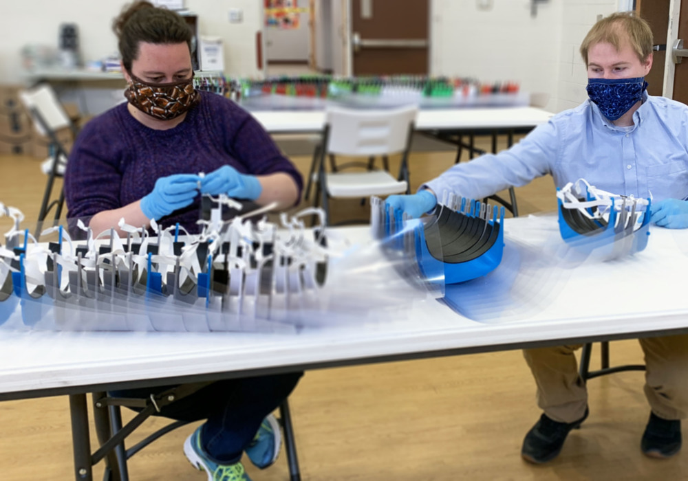 volunteers manufacture face shield