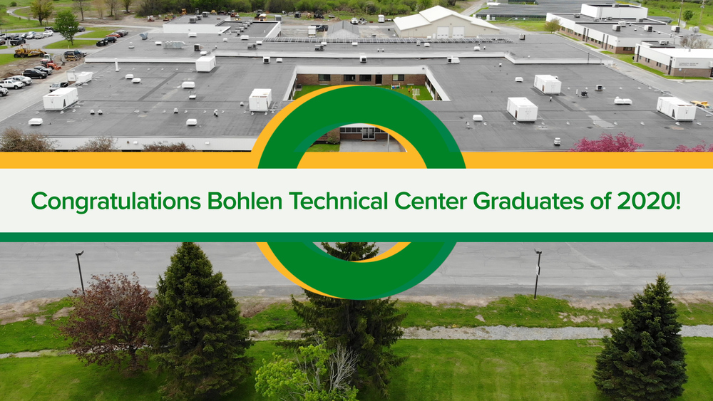 Overhead picture of Bohlen tech center with congratulations graphic